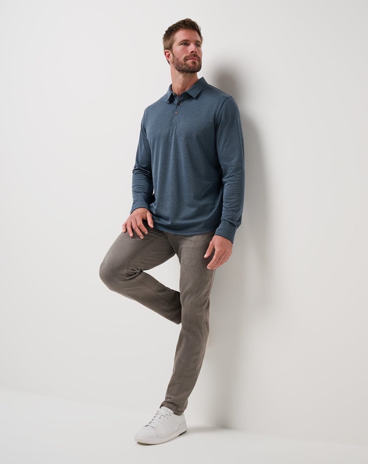 Travis Mathew Sale Handsome Town Long Sleeve Polo Men